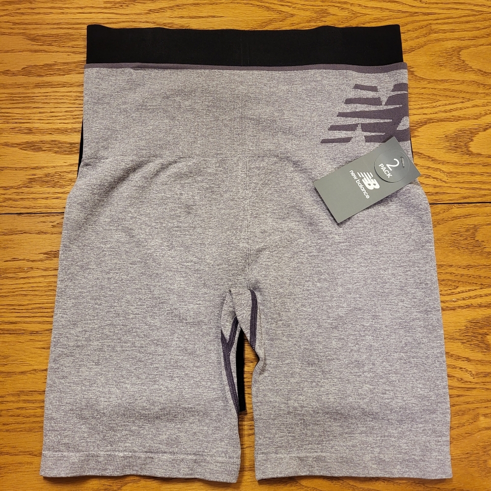 NWT New Balance 2 Pack Black & Purple Marl Shorts Size Medium